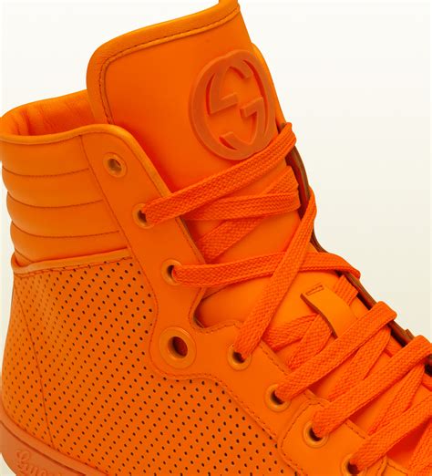 gucci neon orange sneakers|Gucci neon orange high top.